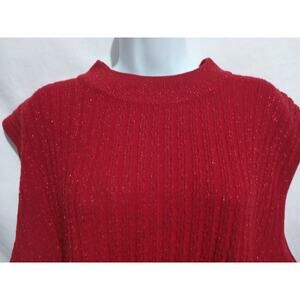CST Studio Size 4X Sleeveless Red Mock Neck Glitter Lightweight Sweater